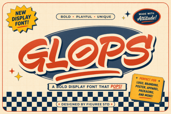 Glops: A Retro Brush Display Font for Handmade Brands