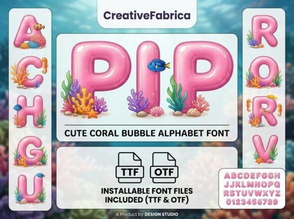 Pip: A Playful Coral Bubble Typeface for Joyful Branding
